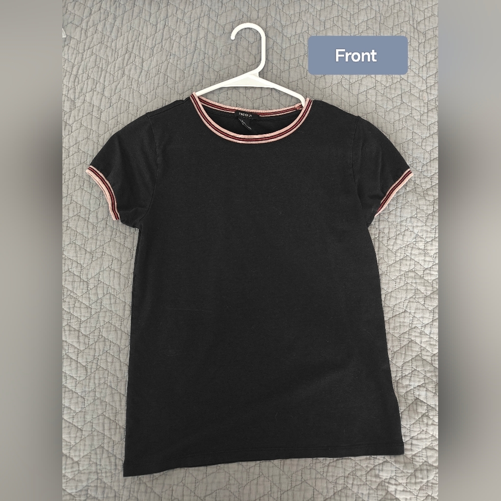 Black T-Shirt with Red and White Trim